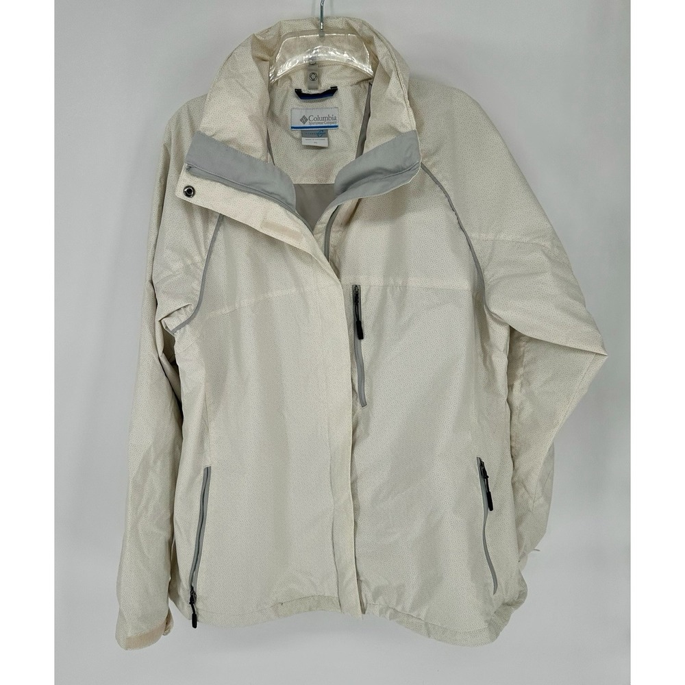 Columbia Waterproof Jacket Women's XL Cream & Grey